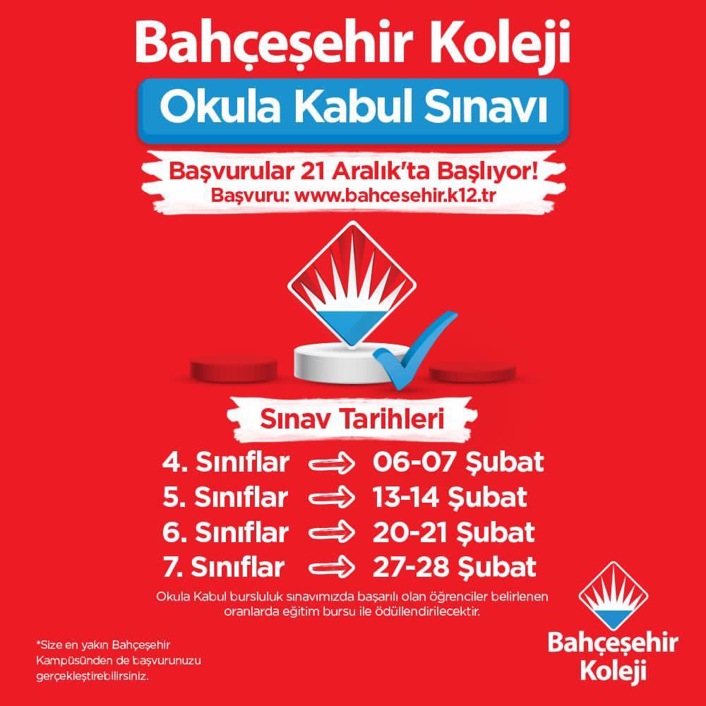 bahcesehir45's tweet photo. 🎯Başarı asla tesadüf değildir. #senintercihin başarı olsun.

📣Bahçeşehir Koleji “Okula Kabul Sınavı” Başvuruları 21 Aralık’ta başlıyor ! 

Başvurular,tercihinize göre online veya kampüslerimizden yüz yüze gerçekleşecektir.

#bahçeşehirkoleji  
@EnverYucel @dagozlem @fatlihann https://t.co/nQ1iuChtZx