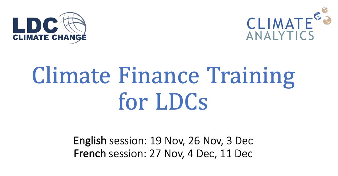 LDCChairUNFCCC's tweet photo. Last week we successfully concluded our "Climate Finance Training for LDCs" that we jointly organized with Climate Analytics @CA_Latest under its IMPACT project. The 3 session training was held in English and French with participants from more than 28 LDCs #ClimateFinance https://t.co/UH8LUWa1Zf