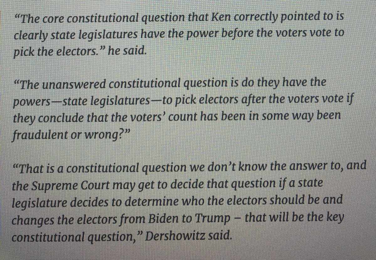 SoldAsSenile's tweet photo. @ChristineB143 @NickOwen4 @jfkr_ @fr4nkcastl3 @fafaffafififfi @raymcloughlin @paris_lad @gabrielkipp @LadyyChoco @Betfair @PredictIt If former judge Ken Starr and Harvard professor Alan Dershowitz believe the court may have to decide the legality, why on earth would I dismiss them for the word of a Twitter troll 😄🔫 https://t.co/7tv3mjKTVL