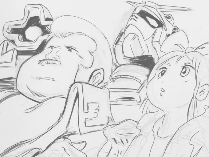ガンダムで煽りを描くと
水爆ミサイルが飛んでるようにしか
見えませんが
平和な世の中でありますように

ラフ画から 