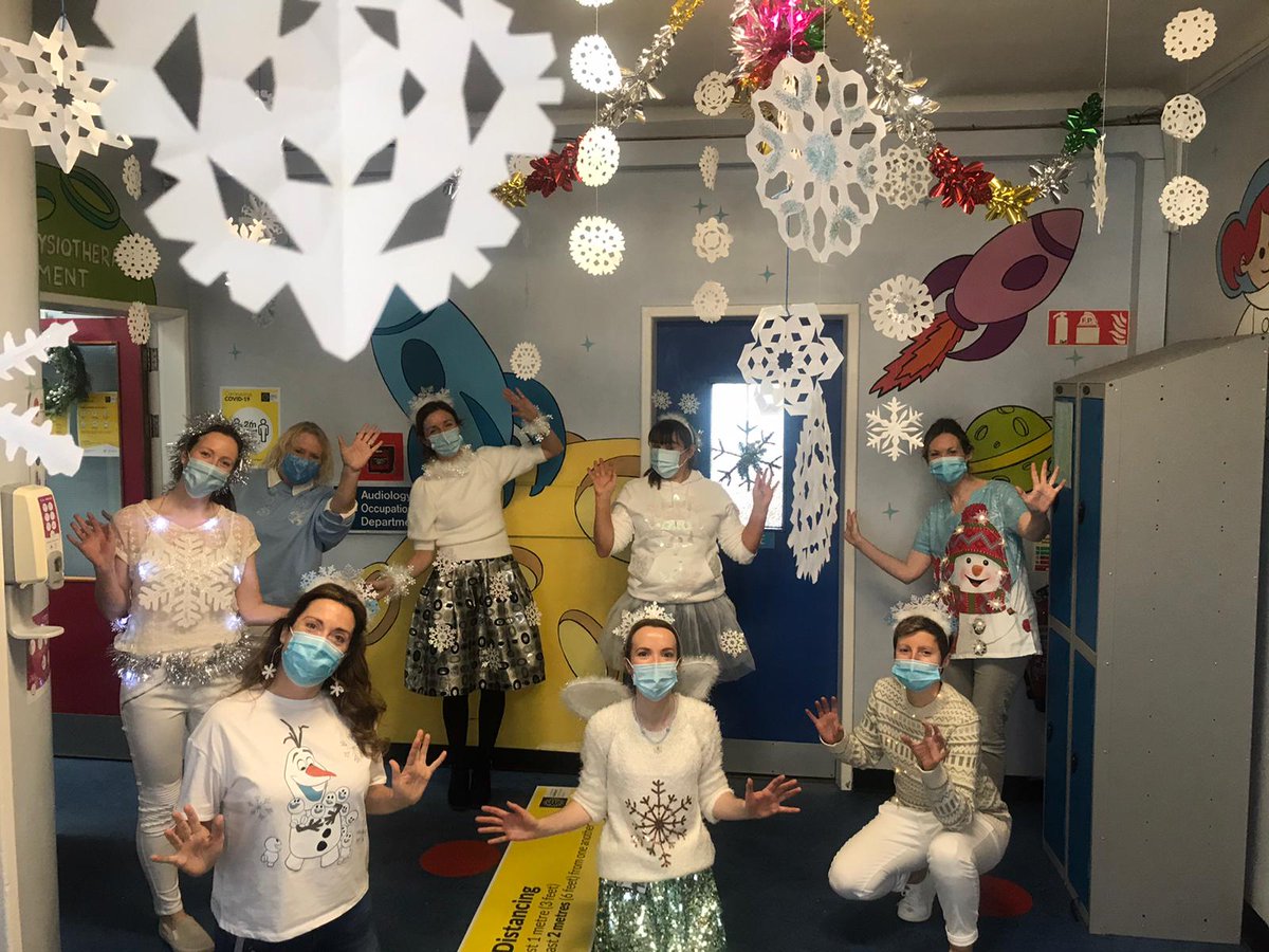 CHIatCrumlin's tweet photo. Let it snow! The Physiotherapy Department has transformed into snow flakes especially for #HoHoDay in CHI at Crumlin #MerryChristmas @nch_info @TempleStreetHos #CHIatTallaght #CHIatConnolly @CeoHardiman @traceywall001 @CMRF_Crumlin https://t.co/h8uOpDZbYO