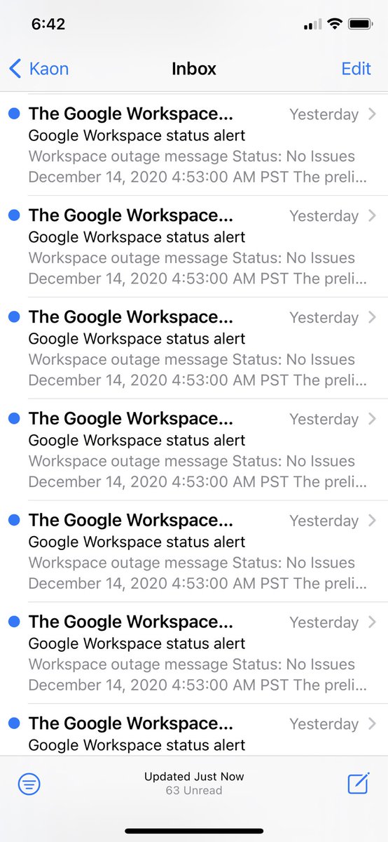 Woke up to find 56 emails from Google telling me there aren’t any issues. Google is that toddler who comes into your room at 2am and pokes you until you wake up and then says “hi” and then goes back to their room.