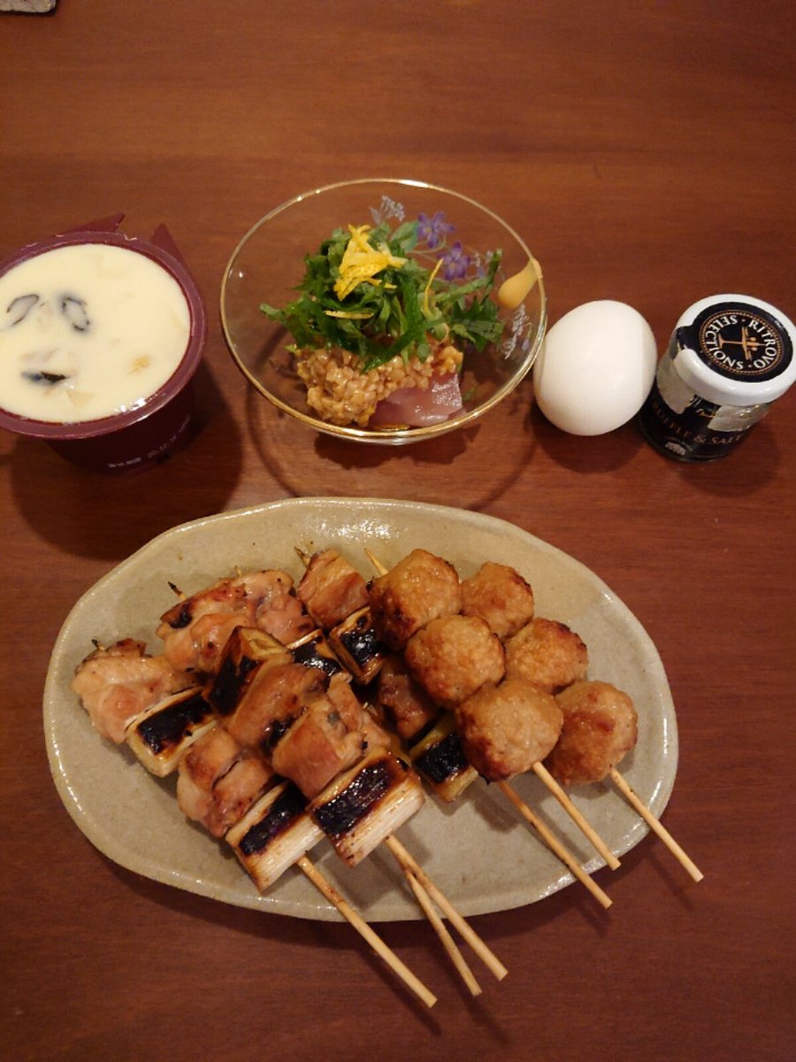 けんけん 木津屋さんのねぎまとつくねと あと茶碗蒸し マグロ納豆 茹で玉子で晩酌 木津屋 ゼームス坂 青物横丁 大井町 焼鳥
