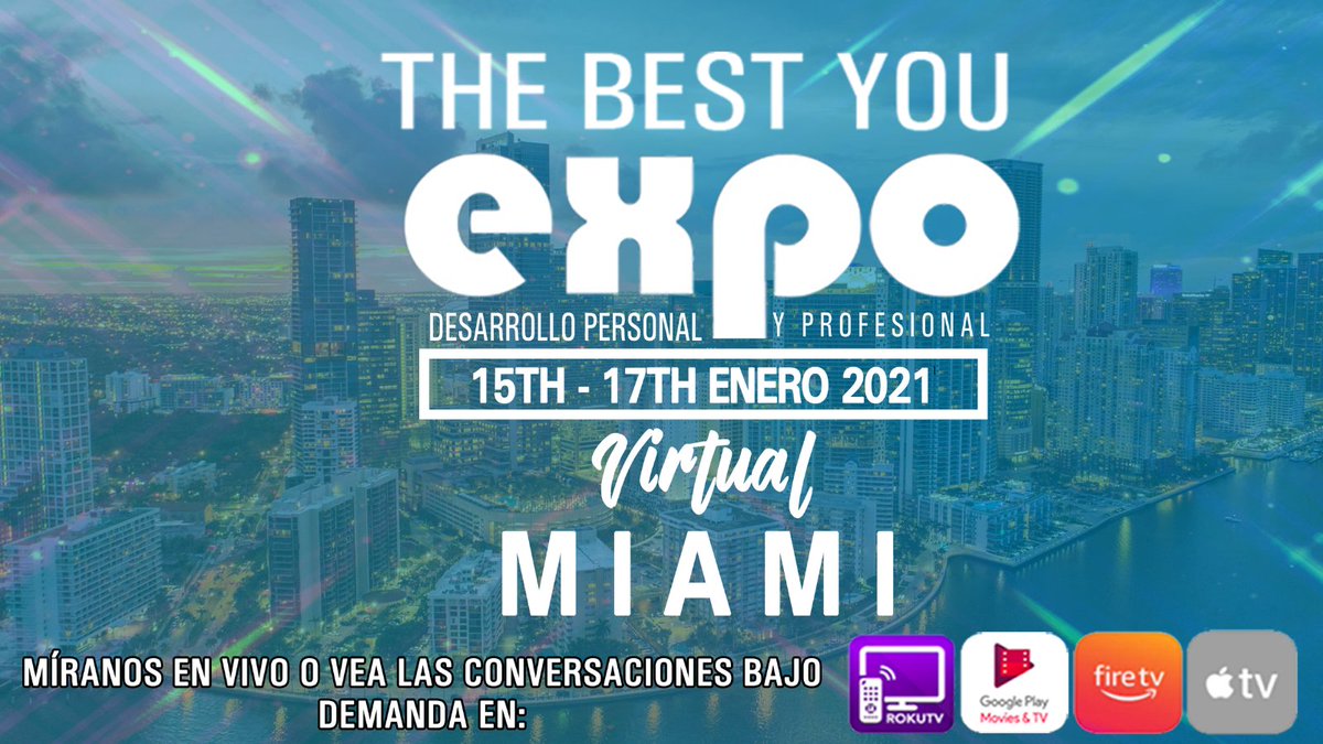 The Best You Virtual EXPO 2021 is coming soon in MIAMI-FL.
We have so many more speakers to be announced soon. Miami will be a completely bi-lingual Spanish - English Speaking event.

Join us. Get your free ticket now!
thebestyouexpo.com/mia/free-ticke…
#virtualevent #thebestyou #onlineexpo