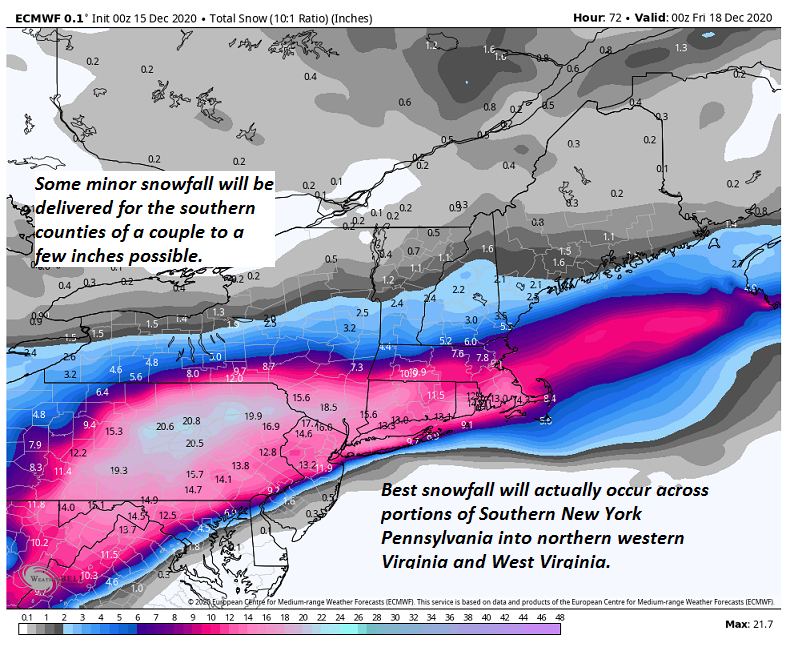 wxeringheights's tweet photo. Major #snowfall rolls out of the interior #MidAtlantic into portions of the #Northeast/Southern #NewEngland track dependent. Some additional snow cover for northern areas but don't expect too much unless this shifted north. #ColdWeek ahead. moderating this weekend. #Vermont https://t.co/tQjYkJuYs7