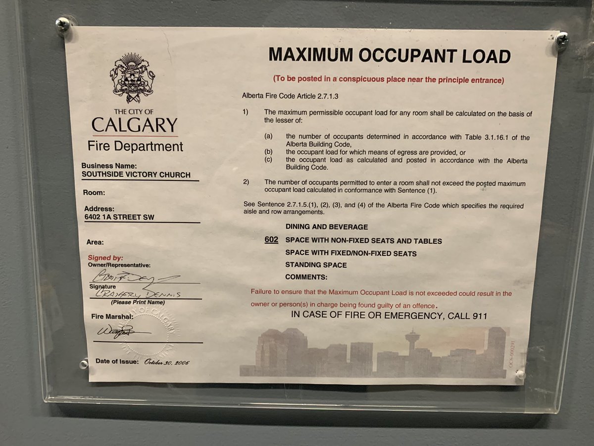  @CTVCalgary said “Auditorium filled with attendees from different households” AUDITORIUM wasn’t full, this is a false claim, IN THIS ARTICLE you reference Calgary Police arrived at building and counted 180-200 people leaving the building . FIRE CODE for main auditorium is 603=30%