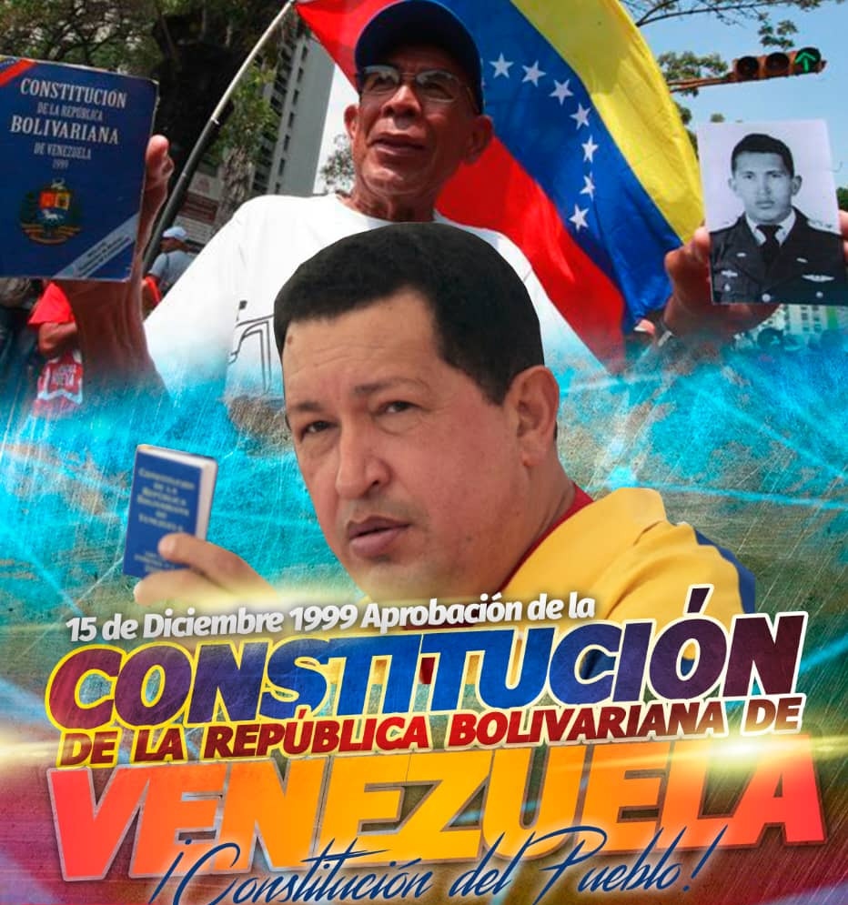 rafadominguezf's tweet photo. Hoy #15Dic se cumplen 21 años del referéndum aprobatorio de la Constitución de la República Bolivariana de Venezuela. Gracias a la participación del pueblo se puso fin a la democracia representativa, dando inicio a la verdadera democracia de justicia social.

#AlianzaDeLosPueblos https://t.co/nM4HIJMuqe
