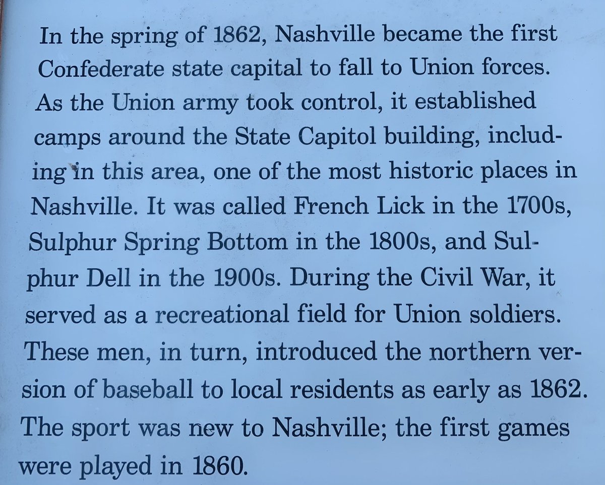 Union prisoners playing baseball in 1863 and the field today  - taken this weekend in Nashville.