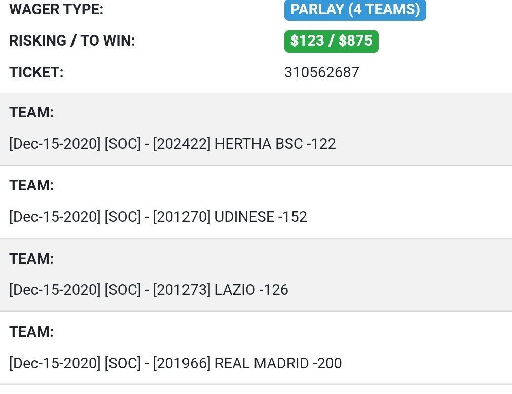 Sharp_Stacks's tweet image. Tuesday #soccer parlay.
Multiple leagues. If you are feeling less adventurous, you can take out lazio as that is the closest match according to my research. They should be wanting to avenge their last loss though. #gamblingtwitter #picks #bets #parlays #football #Futbol #footy