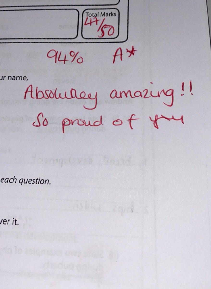 EduSocialWork's tweet photo. Absolutely incredible! One of the young people we support could not wait to tell us her Health &amp; Social Care exam mark! We are very proud School Social Workers. Supporting every element of the young person is important, when emotional health is supported, academic grades improve. https://t.co/fAozS2fAt9