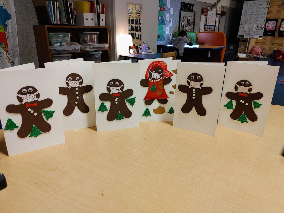 KCSMatters's tweet photo. SK students were busy making Christmas cards for families. They came up with the idea of making them with a #gingerbread person wearing face masks! #CovidChristmas #Create #ThinkCreatively #Adapt #ShareWhatYouKnow #FindHumour #KCSELP https://t.co/mubUXN5ojl