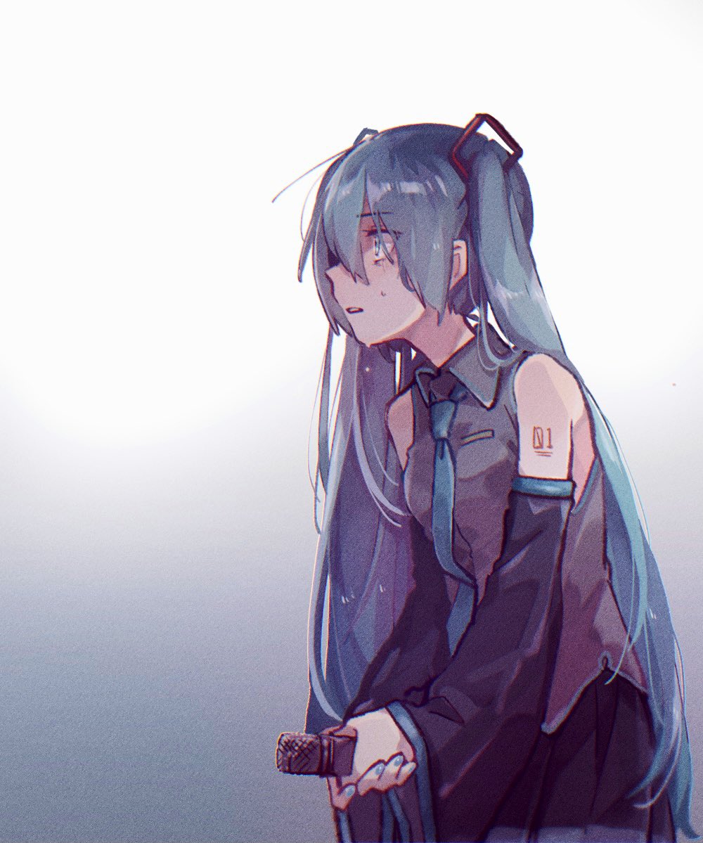 hatsune miku 1girl solo long hair twintails detached sleeves necktie shirt  illustration images