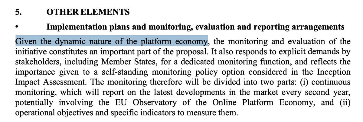 Curious: I thought the "platform economy" wasn't dynamic (page 1)? So... the EC says it is – for potentially imposing more obligations, but also that it is not – for justifying the first obligations. 