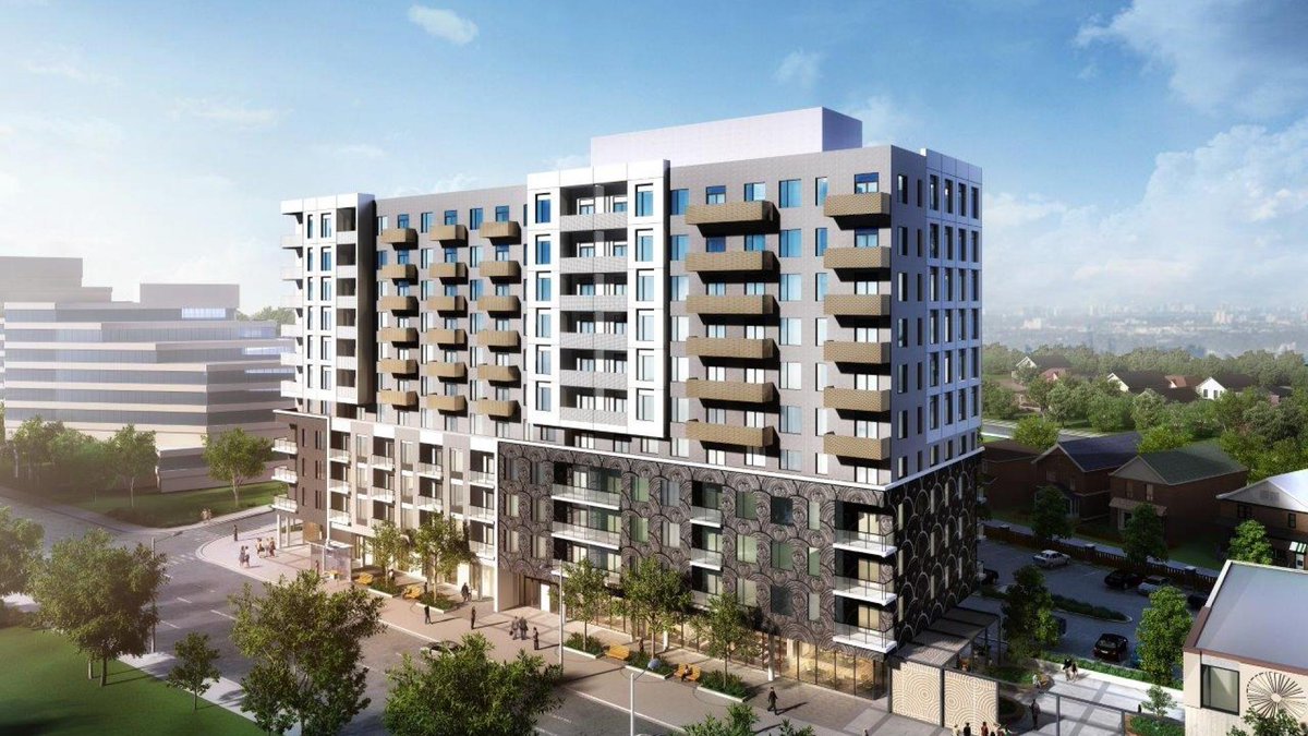 Apartments at Weber/Scott/PearlStatus: construction has just begun.Building: residential tower, 11 storeys.Notable feature: a circular pattern will be applied to both precast panels and balconies that pays homage to the neighbouring Eiwo building.