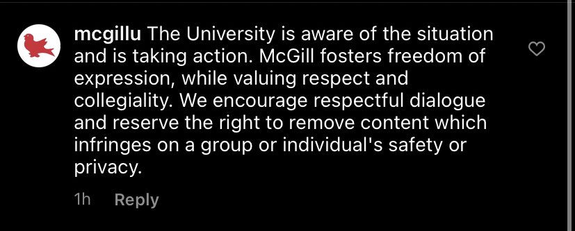 the school is also actively silencing those who comment on their posts urging them to address the matter, deleting SEVERAL comments. instead of addressing the issue and taking accountability, here is what they had to say in response: