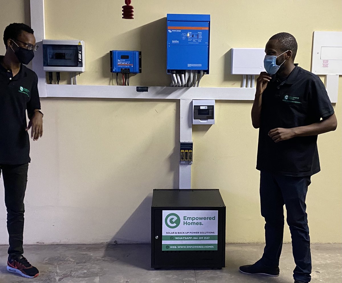 I finally took the plunge and installed solar power. Empowered Homes is 100% black and youth owned. Smart guys. They were very patient with my 6-months indecision and very quick with installation. Contact details on the black battery box on the floor.