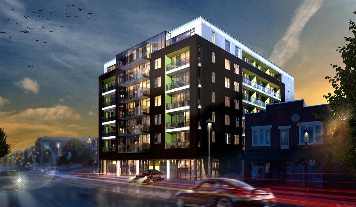 Market FlatsStatus: construction about 50% complete.Building: residential tower, 7 storeys.Notable feature: Numerous balconies along King St. frontage will enhance street life and safety (natural surveilance).