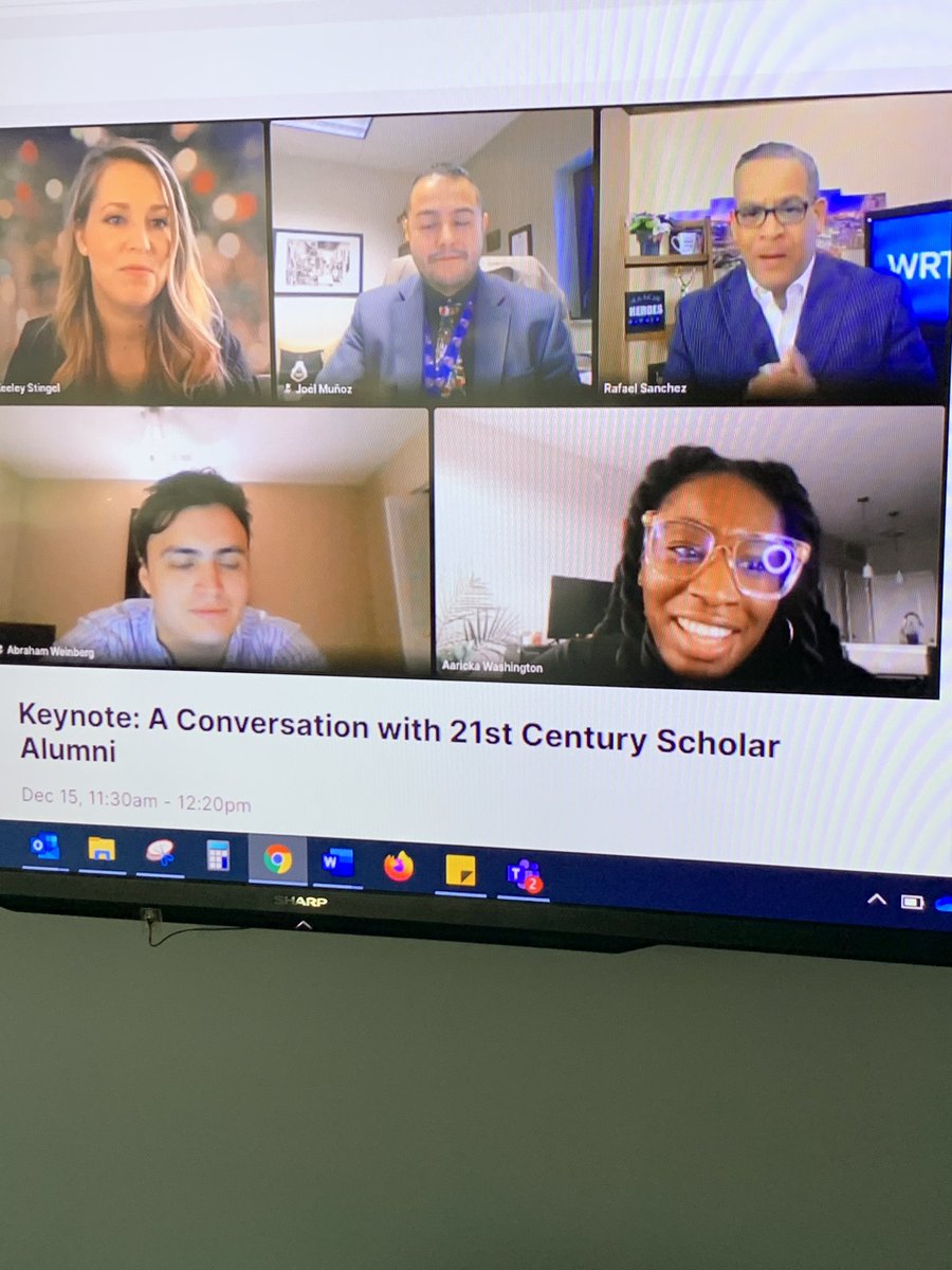 HigherEdIN's tweet photo. Thanks so much to our outstanding #21stCenturyScholar alumni for a great panel today and to @RafaelOnTV for being the BEST host! #SAC20 #ScholarsTurns30 https://t.co/IvJkzEJkQk