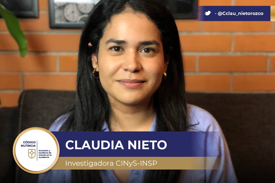 NutriCOI's tweet photo. Conoce a algunos de los profesionales suscritos al #CódigoNutricia.
@Cclau_nietorozco, investigadora del @1CINyS @inspmx.
Suscríbete y apoya en la protección de la nutrición del conflicto de interés.
https://t.co/hkyfH7VZhK
#ProfesionalesDeLaSalud #CINyS https://t.co/HL4aN9npK0