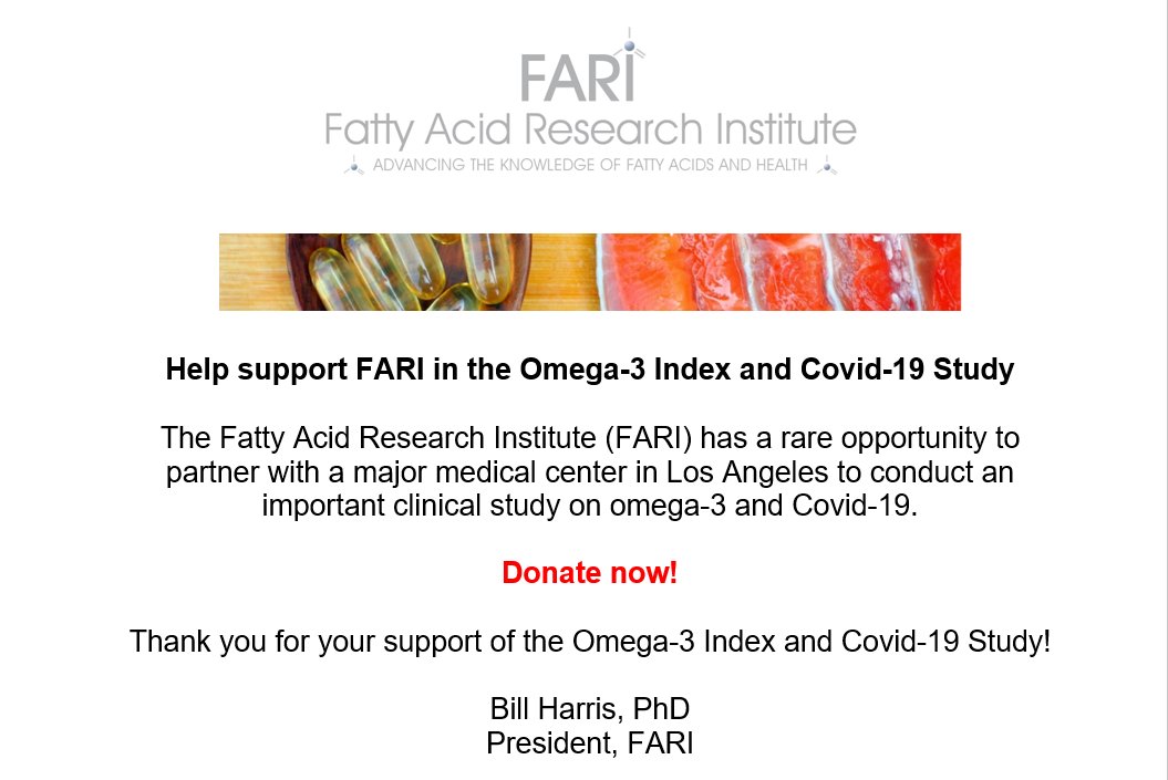 Please donate to support this important new study on the #Omega3Index and #Covid19! Donate now! faresinst.org/omega-3-index-… #Omega3Research #FattyAcids