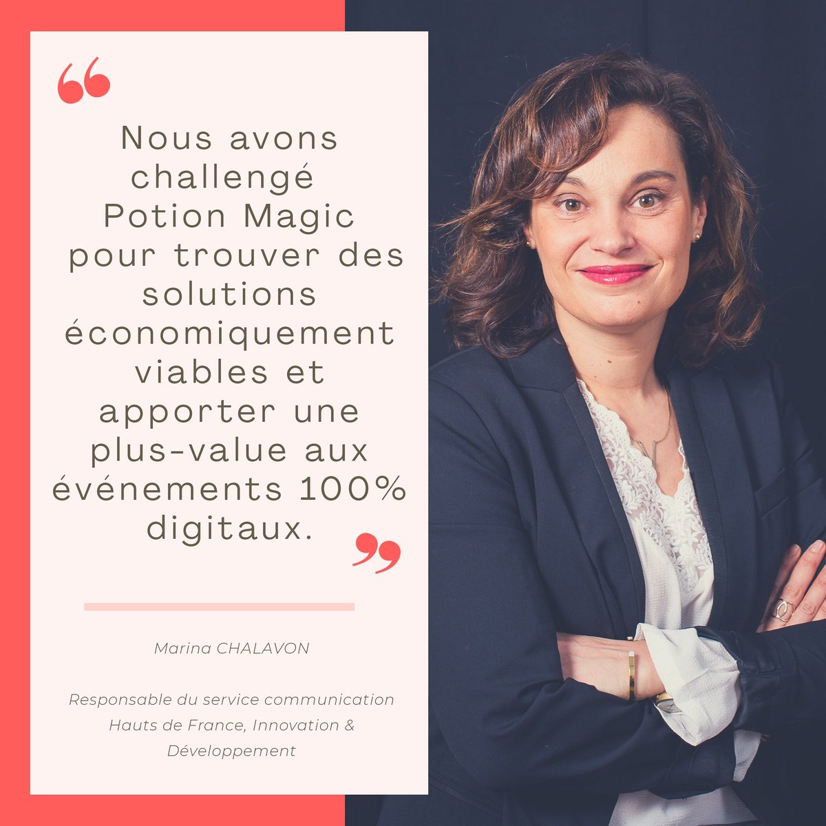 PotionMagic1's tweet photo. «Nous avons challengé Potion Magic pour trouver des solutions économiquement viables et apporter une plus-value aux événements 100% digitaux » Marina Chalavon, Responsable communication @innovationHDF
Témoignage complet: https://t.co/72QHOv4pIL
#RRI2020 #innovhdf #digital #event https://t.co/I3h6cFcBIL