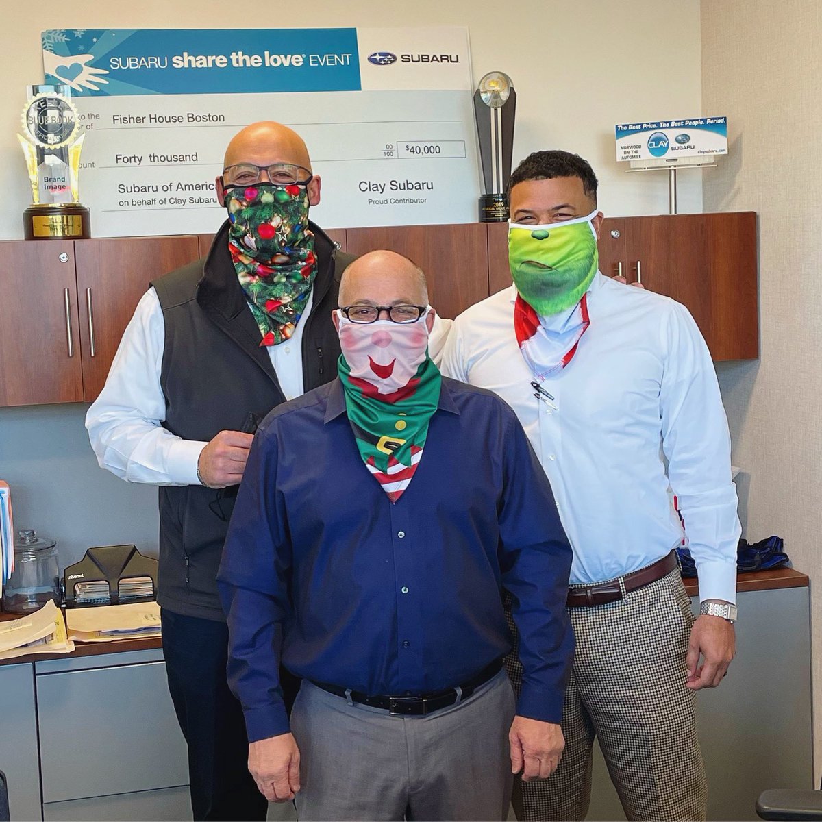 ClaySubaru's tweet photo. Cautious &amp; Festive 🎄🎉 Happy Holidays from all of us at Clay Subaru! Tag us in your posts with festive masks &amp; outfits with your Subarus to be featured 📸 #festive #cautious #safetyfirst #happyholidays #featured #sharewithus #subarulovestocare #holidaymasks #maskup https://t.co/FbYUPl7Knn