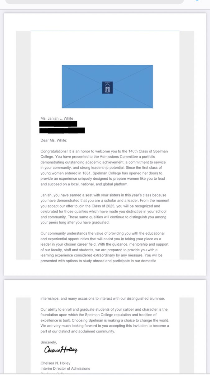 ojaniaho's tweet photo. I got into THE Spelman College. Beyond thankful for all the support and extremely proud of myself. #Spelman25 #hbcu #spelhouse25 https://t.co/NqAgztQabI
