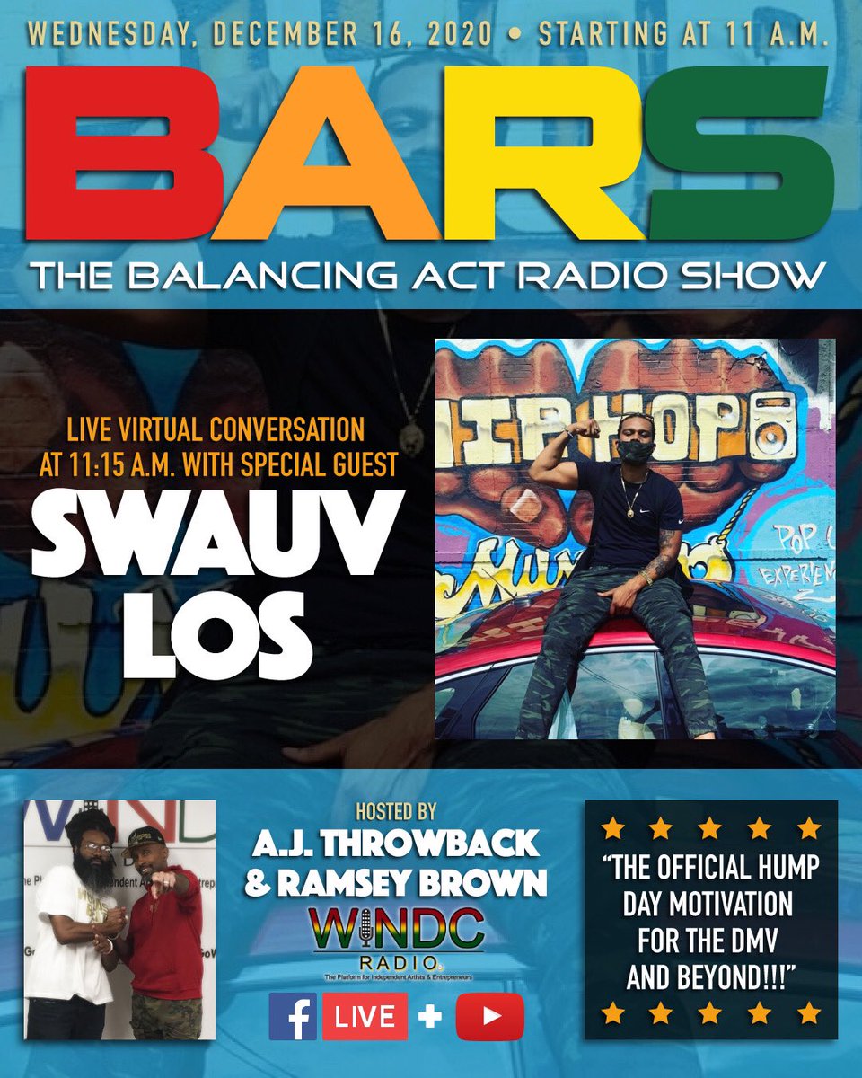 BARSOnAir's tweet photo. Please join us tmrw @ 11 am EST for #BARS #HomeGameEdition w/ @AJThrowback x @PHAR110 x special guests Swauv Los x @KSHAMPZ only on @WINDCRadio via #FacebookLive x #YouTubeLive π by @GoWinMedia π₯π₯π₯π₯π₯!!! #TeamBARSβ€οΈπ§‘ππ #HumpDayMotivation #DMV #Philly #hiphop https://t.co/I1aUdKdydN