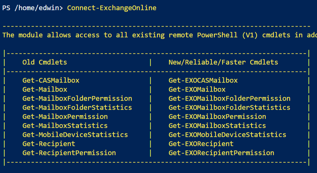 snuffling's tweet photo. Azure Cloud Shell now includes a preview of the new Exchange cmdlets: https://t.co/Of7BZAk6Oa