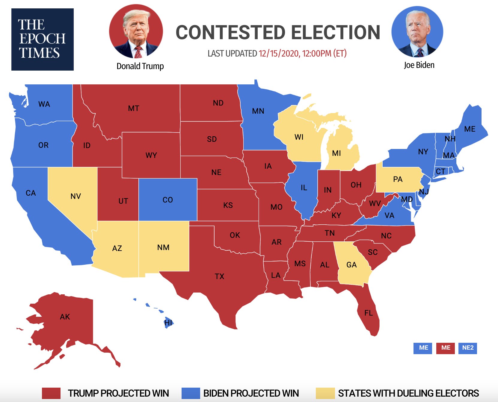 Epoch Times Presidential Map David Weigel On Twitter: "The Epoch Times Has Added New Mexico To Its List  Of "Contested" States. Why? Because Nm Republicans Jumped On The "Alternate  Elector" Train, Even Though Trump Lost The