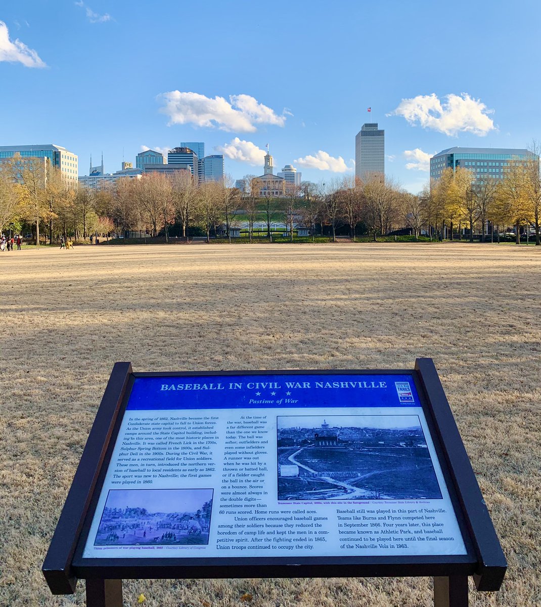 Instead of tweeting photos of the Battle of Nashville, something different this time. The grounds  where once the Union soldiers played baseball 1/  https://twitter.com/astoraaron/status/1338854330263343110