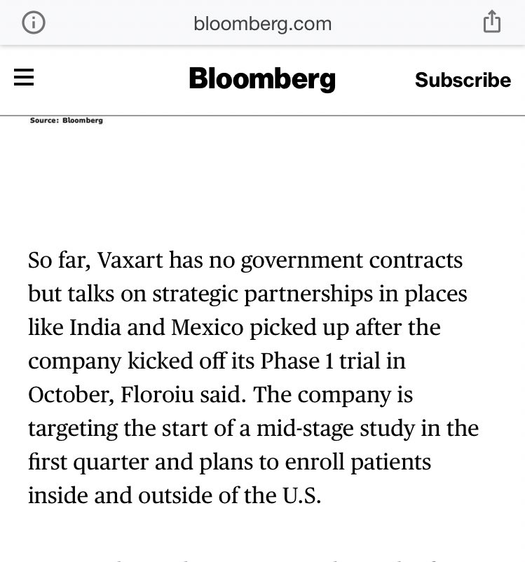 Last week we learned that Vaxart is currently negotiating agreements with India and Mexico for its oral vaccine and this morning we just learned that they now have an official distribution agreement in Malaysia, population 23 million.  $VXRT
