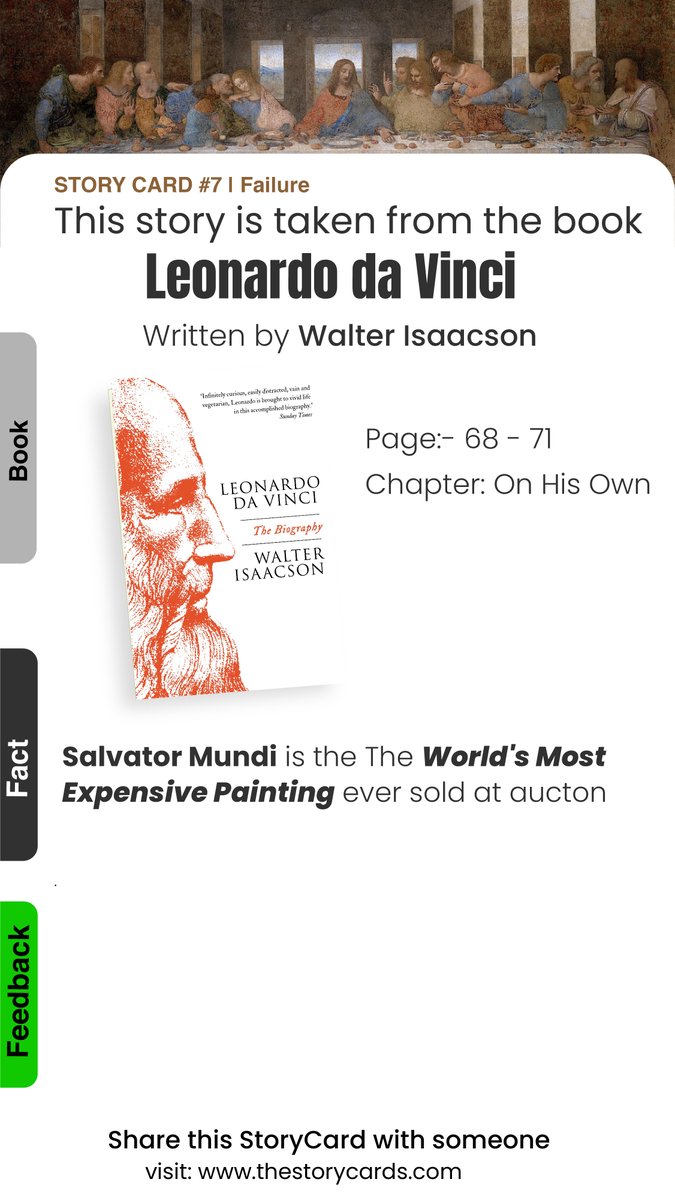 I also created a StoryCard on Leonardo da Vinci failure. Visit:  http://TheStoryCards.com&nbsp; to get more every week