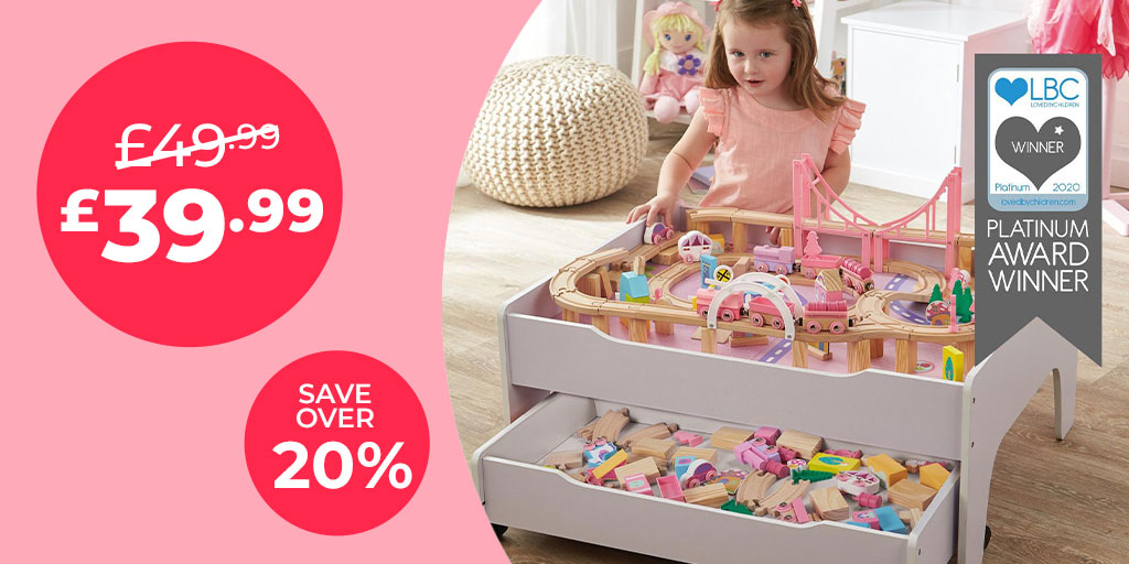 studio_co_uk's tweet photo. GREAT GIFT IDEA!! Save over 20% on this super-cute train table!! Now ONLY £39.99!! https://t.co/bosBwDxU2h 🚂🚂

#Toys #TrainTable #WoodenToys https://t.co/D6Oo1iOH3G
