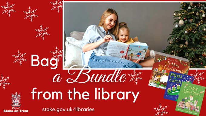 SoTCityCouncil's tweet photo. ๐
๐Fancy a festive story? @SoTLibraries have Christmas book bundles for families to borrow via #ClickCallCollect ๐๐. Call your library for details. Librarians are also running online festive story times+more at https://t.co/FXc4ZTARcS . ๐https://t.co/Y5thgvt9wf
#MyStokeStory https://t.co/vPndUpSVnj