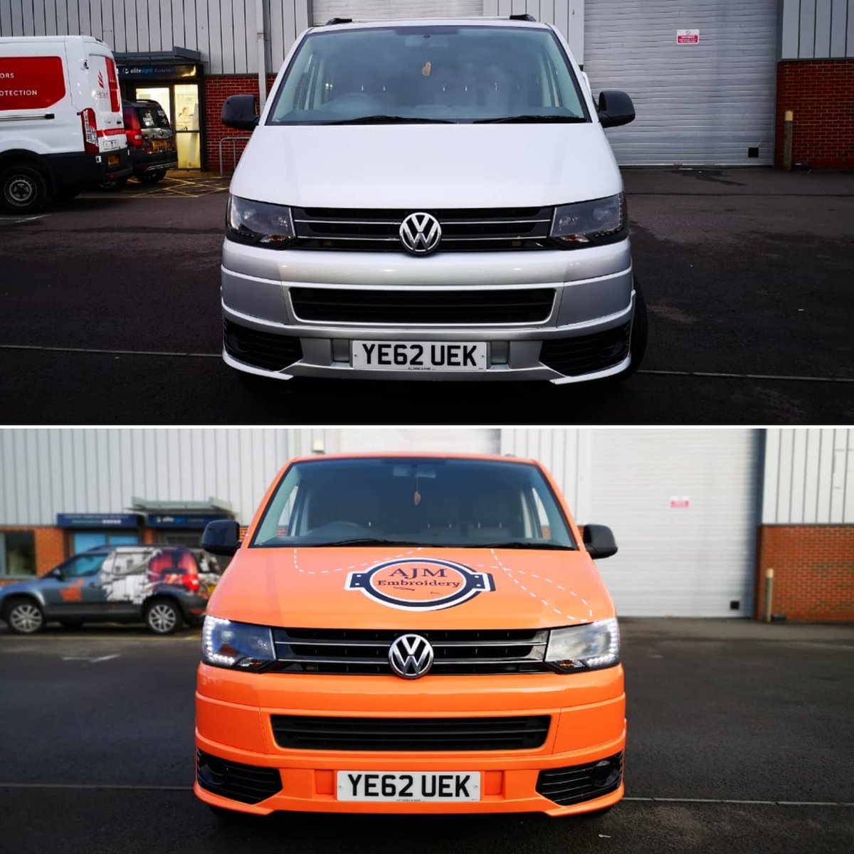 EliteSigns's tweet photo. This is the same van, but now it's dressed to impress for @AJMEmbroidery1 with the #Vehiclewrap #design we created, printed &amp; fitted. 

@rolanddguk / @printmaxuk / @ArlonGraphics /@Spandex_UK / #Arlonslxplus / #vwt5 #crewvan https://t.co/BmZdnHm0B2
