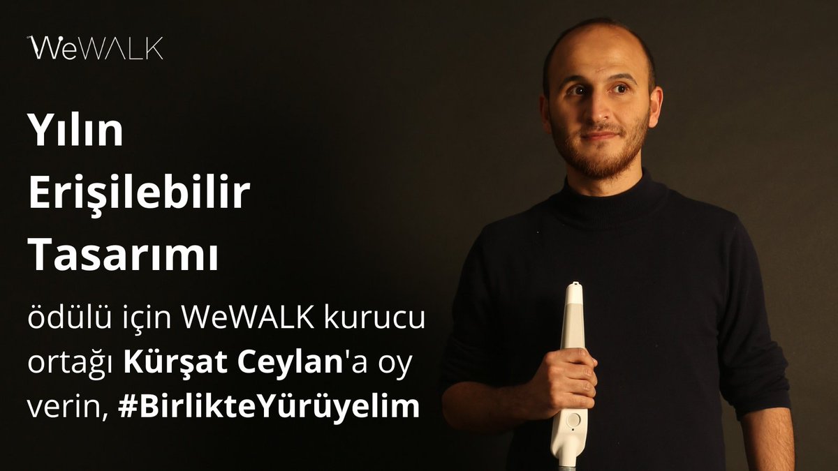 wewalkio's tweet photo. WeWALK kurucu ortağı Kürşat Ceylan'a, @ailevecalisma tarafından verilen "Yılın Erişilebilir Tasarımları ve Ürünleri" ödüllerinde oy verin, desteklerinizle daha fazla görme engelliye ulaşalım! #BirlikteYürüyelim https://t.co/zwN0Tv7zMb https://t.co/6sQT42wsTC