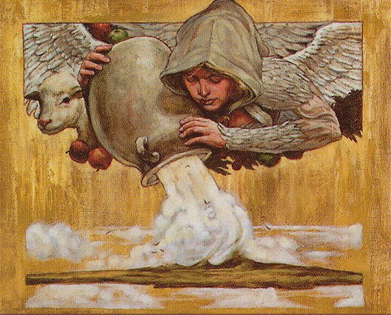 1/8 Magic art that lives rent-free in my brain, a thread:White:"Alabaster Wall" by Randy Gallegos"Planar Birth" by Adam Rex"Mother of Runes" by Scott M. Fischer"Shimmering Barrier" by D. Alexander Gregory #mtg    #mtgart