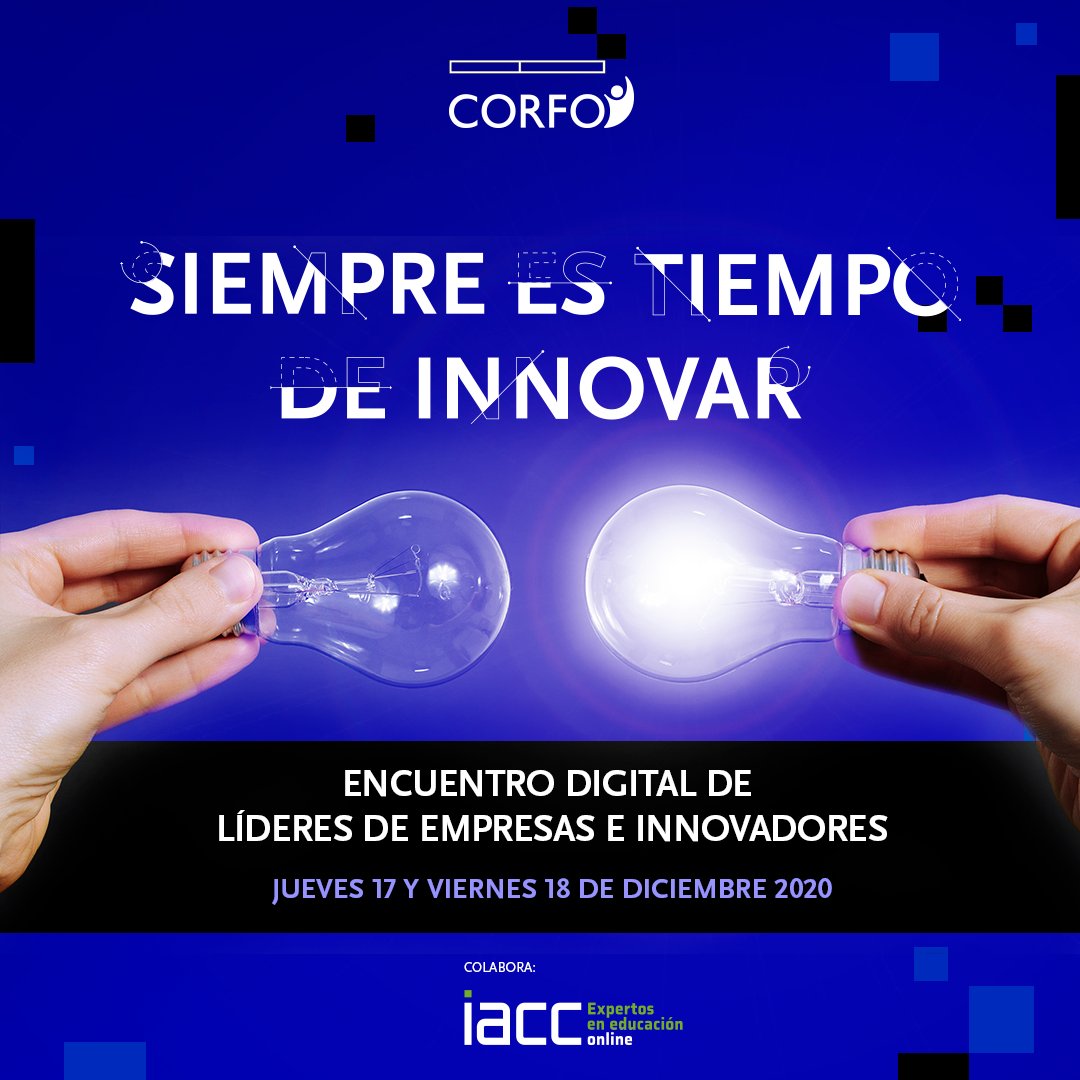 Rfonsecach's tweet photo. “Siempre es tiempo de innovar” 🇨🇱💪
Acompáñanos este jueves 17 y viernes 18 desde las 9am en este evento 100% digital dirigido a líderes de empresas de todos tamaños e innovadores para conversar sobre las oportunidades y tendencias que se vislumbran para enfrentar este 2021 🚀 https://t.co/cZkitFXNi7