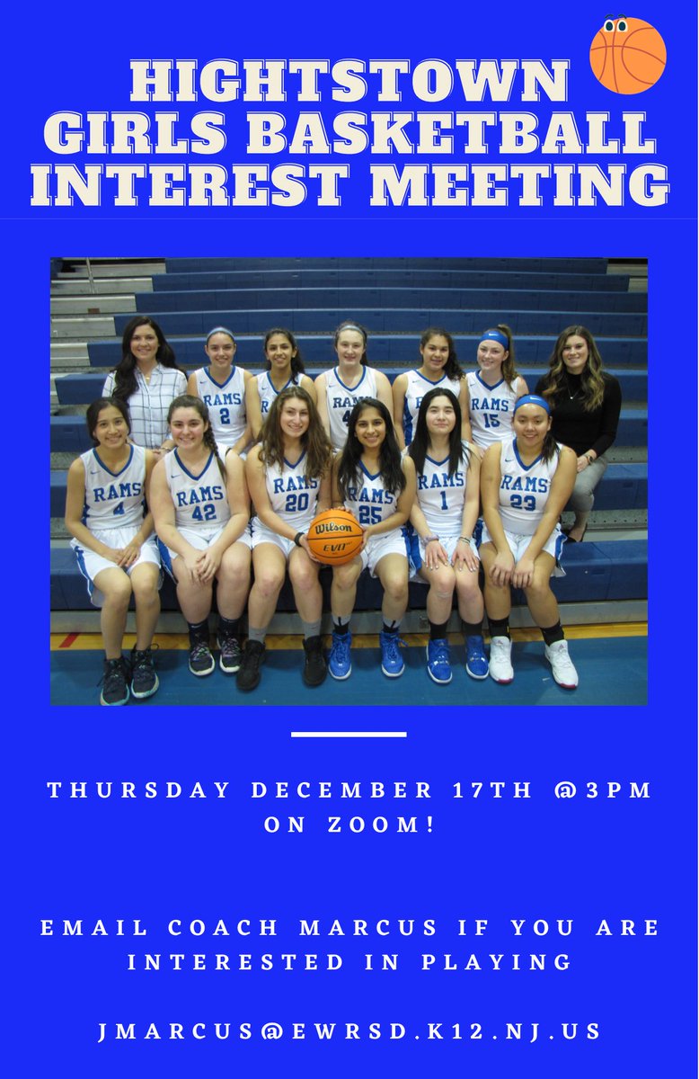 Holding a Hightstown Girls Basketball Interest Meeting on Thursday December 17th at 3pm. Email me if you are interested! 🏀💙