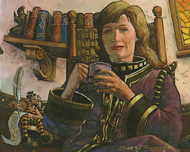 1/8 Magic art that lives rent-free in my brain, a thread:White:"Alabaster Wall" by Randy Gallegos"Planar Birth" by Adam Rex"Mother of Runes" by Scott M. Fischer"Shimmering Barrier" by D. Alexander Gregory #mtg    #mtgart