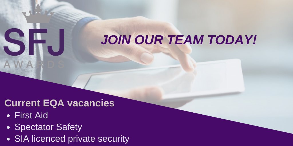 SFJAwards's tweet photo. Do you have #QualityAssurance experience in #Firstaid, #SpectatorSafety or #SIAUK licenced private #security qualifications?
We're currently seeking to expand our associate #EQA team with these rewarding freelance roles.
Find out more & #Applynow ππ½
https://t.co/BANjiYMGAN #Jobs https://t.co/jl3EXSPeWw