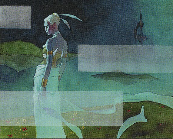 1/8 Magic art that lives rent-free in my brain, a thread:White:"Alabaster Wall" by Randy Gallegos"Planar Birth" by Adam Rex"Mother of Runes" by Scott M. Fischer"Shimmering Barrier" by D. Alexander Gregory #mtg    #mtgart