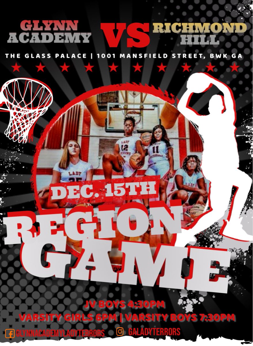 GA_LadyTerrors's tweet photo. HEY! HEY! HEY! It’s #REGIONGAMEDAY‼️👹🏀👹
We need to see YOU at The Glass Palace this evening as we host The Richmond Hill Wildcats!
IT’S A RED OUT‼️‼️ So wear your red, YOUR MASK and bring a friend‼️ https://t.co/YmoZYIJn74