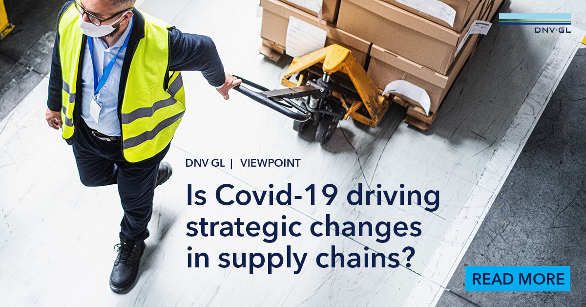 DNV_Healthcare's tweet photo. Is COVID-19 driving strategic changes in supply chains? Our latest ViewPoint shows that most companies are adjusting their strategic approaches, with 57% of respondents pursing alternative suppliers.

View the full results: https://t.co/VwJbbkojkl https://t.co/3ZgE5V6Fms