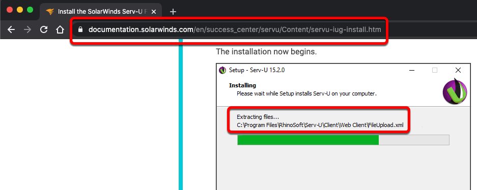 The docs on SolarWinds site shows the product installing to “C:\\Program Files\\RhinoSoft\\”, which, at the time of this tweet, is not a directory included in any of the IOCs associated with the SolarWinds attack. I verified the path by downloading and installing a trial. (5/n)