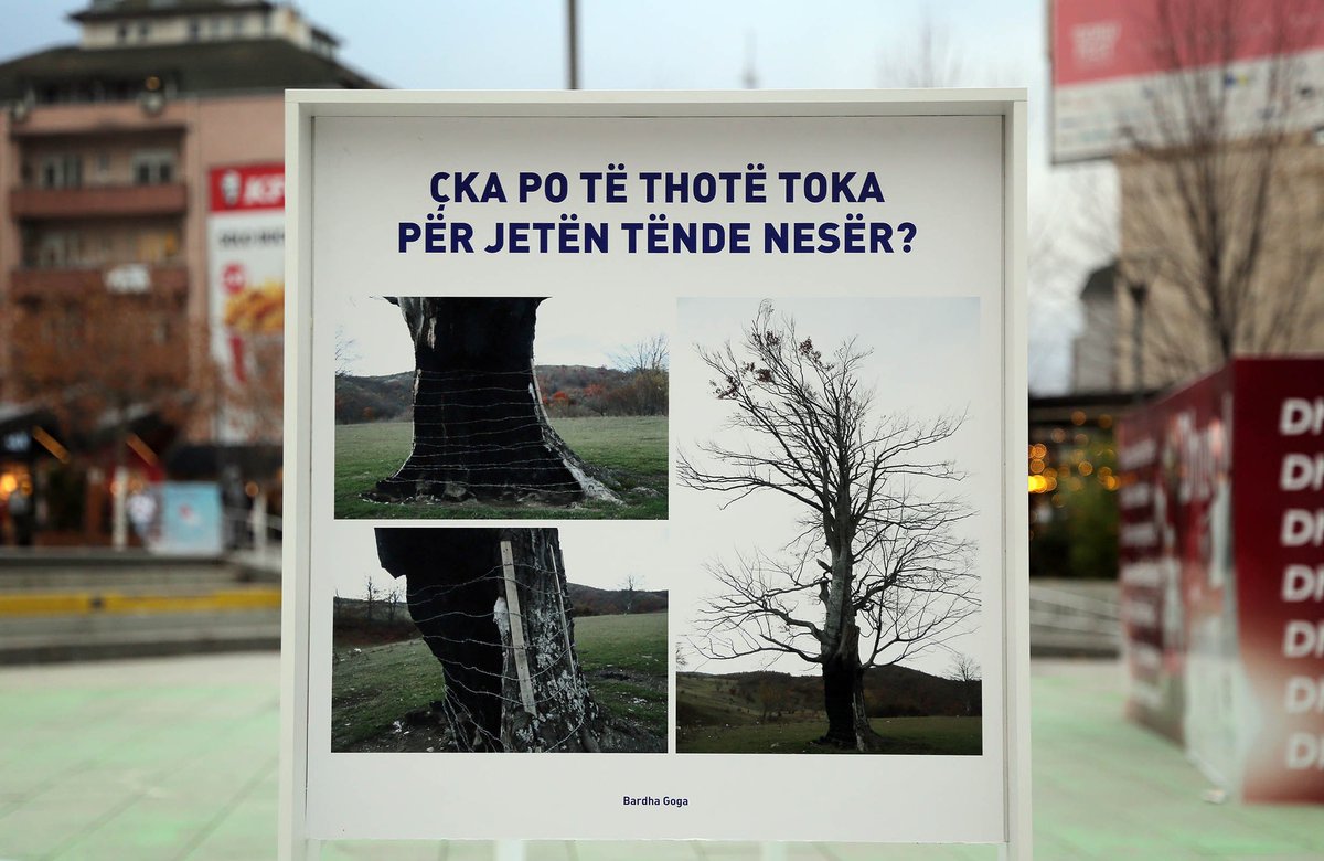 elita_hjz's tweet photo. While having your regular walk at the square, having a coffee, or just passing by, pay a visit to the #ecokosovo3 exhibition and witness some powerful photos about Earth and its future. #WorkWithNature #NotAgainstIt ! https://t.co/o4kkoPS8oQ