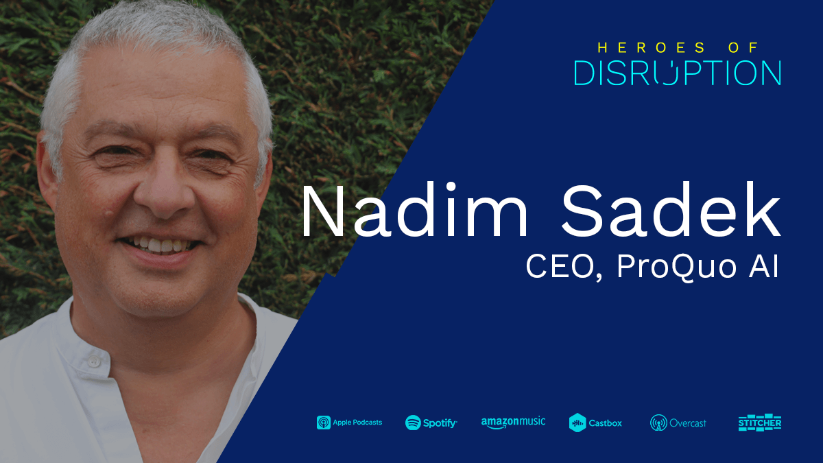 disruptionpod's tweet photo. New #podcast! In our first episode, host @ross_sklar speaks to @NadimSadek, founder &amp; CEO of @proquo_ai about how their platform provides an “iron man suit” for #brand managers, utilizing #AI to help them make better decisions. 

🎧 Listen: https://t.co/sqKqcQF7Up https://t.co/ni7P2USlVw