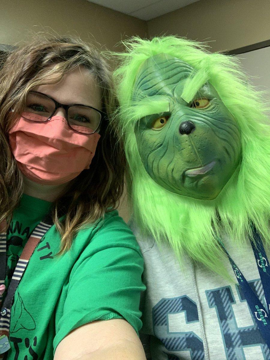 Wearing green AND hanging with the Grinch today! #HolidayCheerSGH