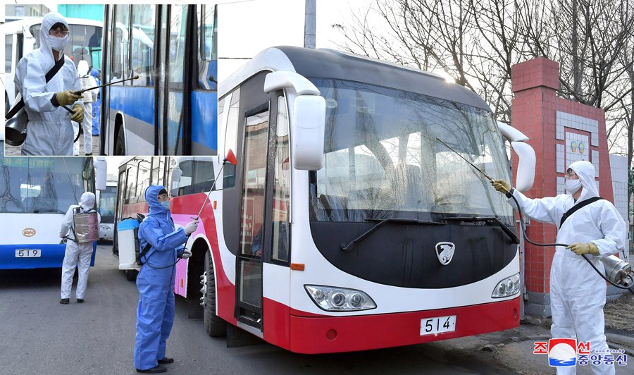 Os locais públicos foram desinfetados constantemente.